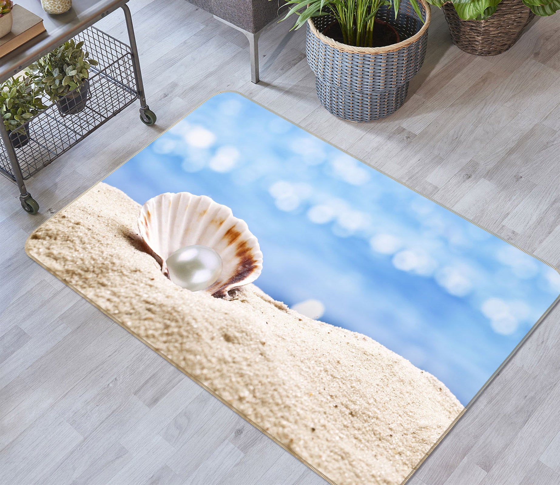 3D Beach Shell Pearl 65084 Non Slip Rug Mat