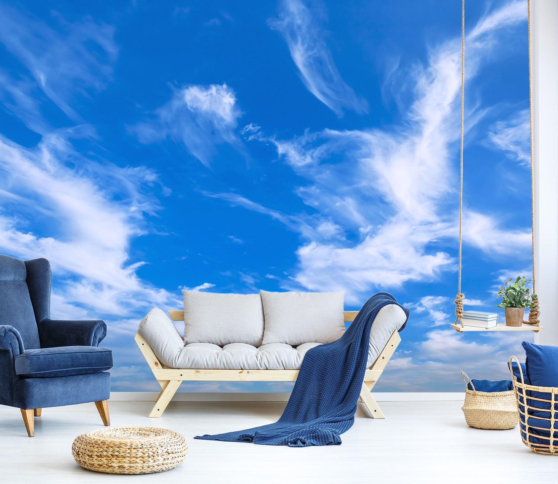 3D Blue Sky White Clouds 1465 Wall Murals