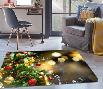 3D Tree Colorful Ball 55105 Christmas Non Slip Rug Mat Xmas
