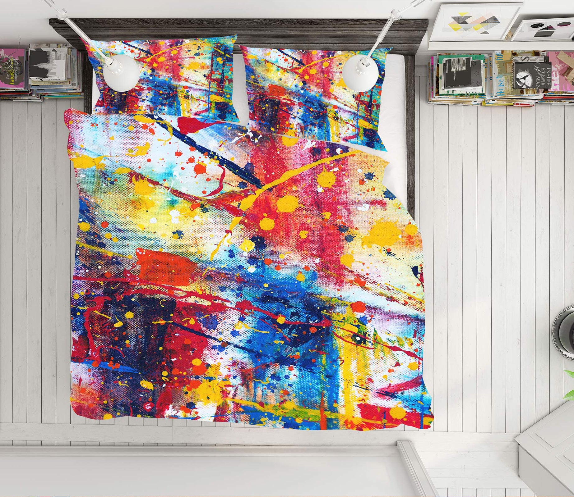 3D Color Pigment 13129 Bed Pillowcases Quilt