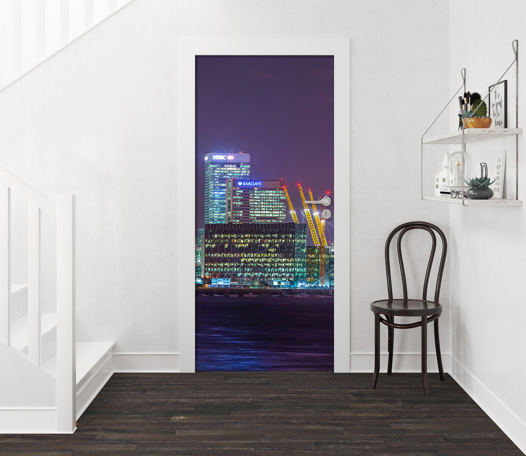 3D Building Color Lights Night 106152 Assaf Frank Door Mural