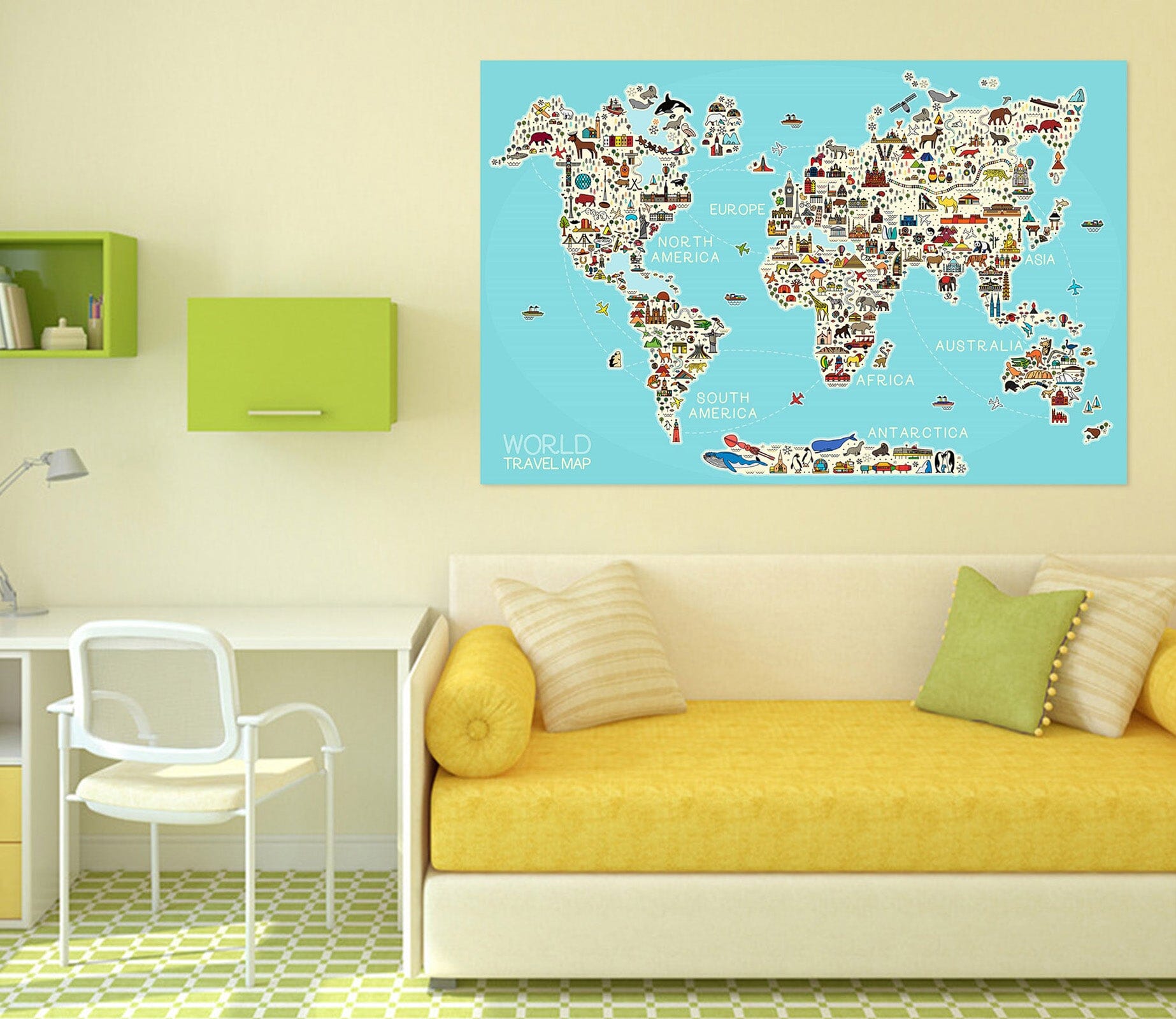 3D Land Distribution 283 World Map Wall Sticker Wallpaper AJ Wallpaper 2 