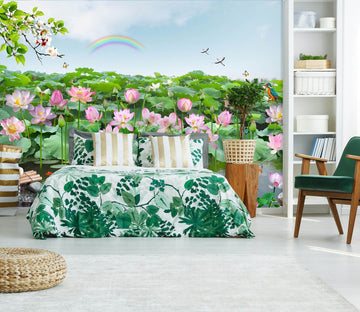 3D Lotus Pond 1589 Wall Murals Wallpaper AJ Wallpaper 2 