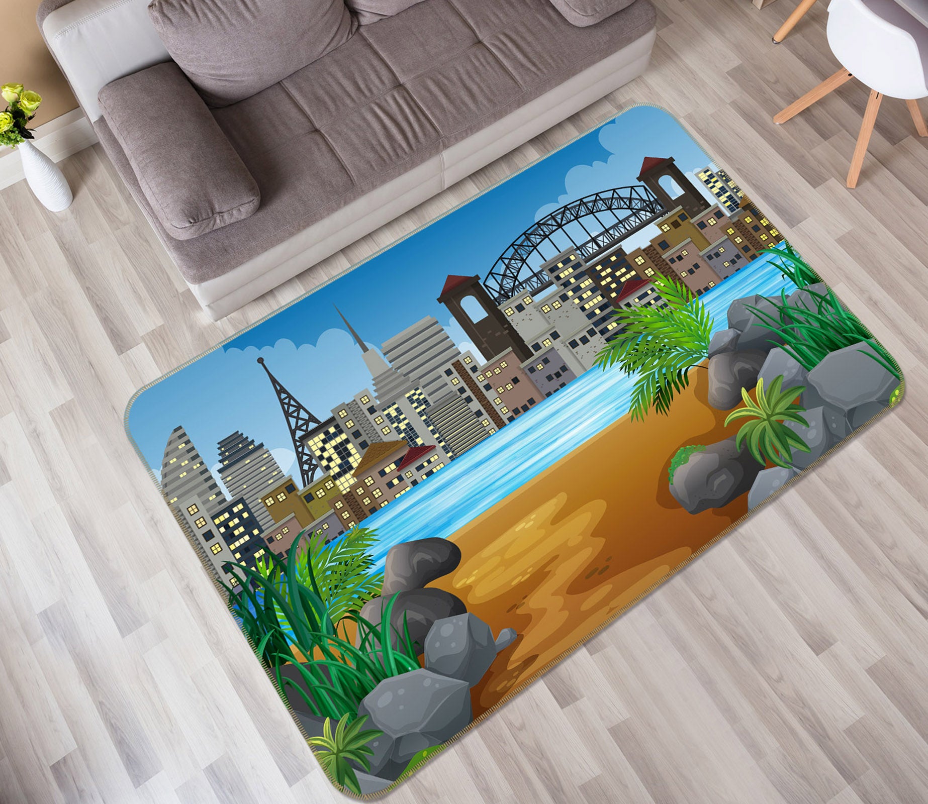 3D City River 36158 Non Slip Rug Mat