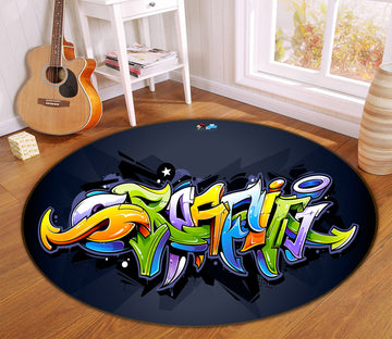 3D Font Graffiti 81258 Round Non Slip Rug Mat