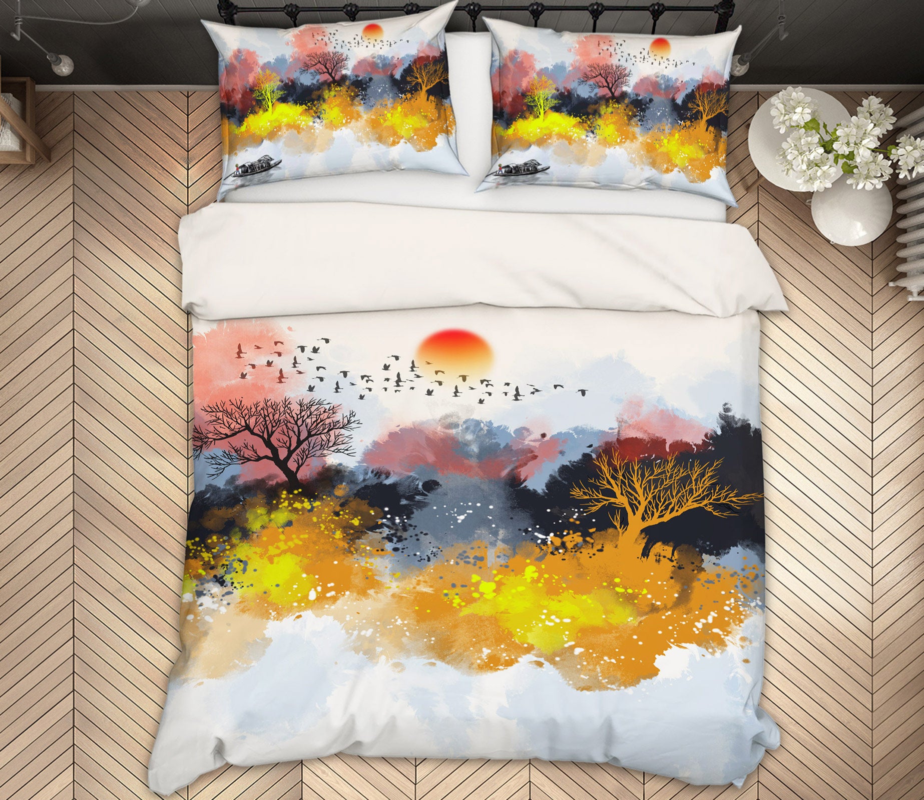 3D Trees Sun 13040 Bed Pillowcases Quilt
