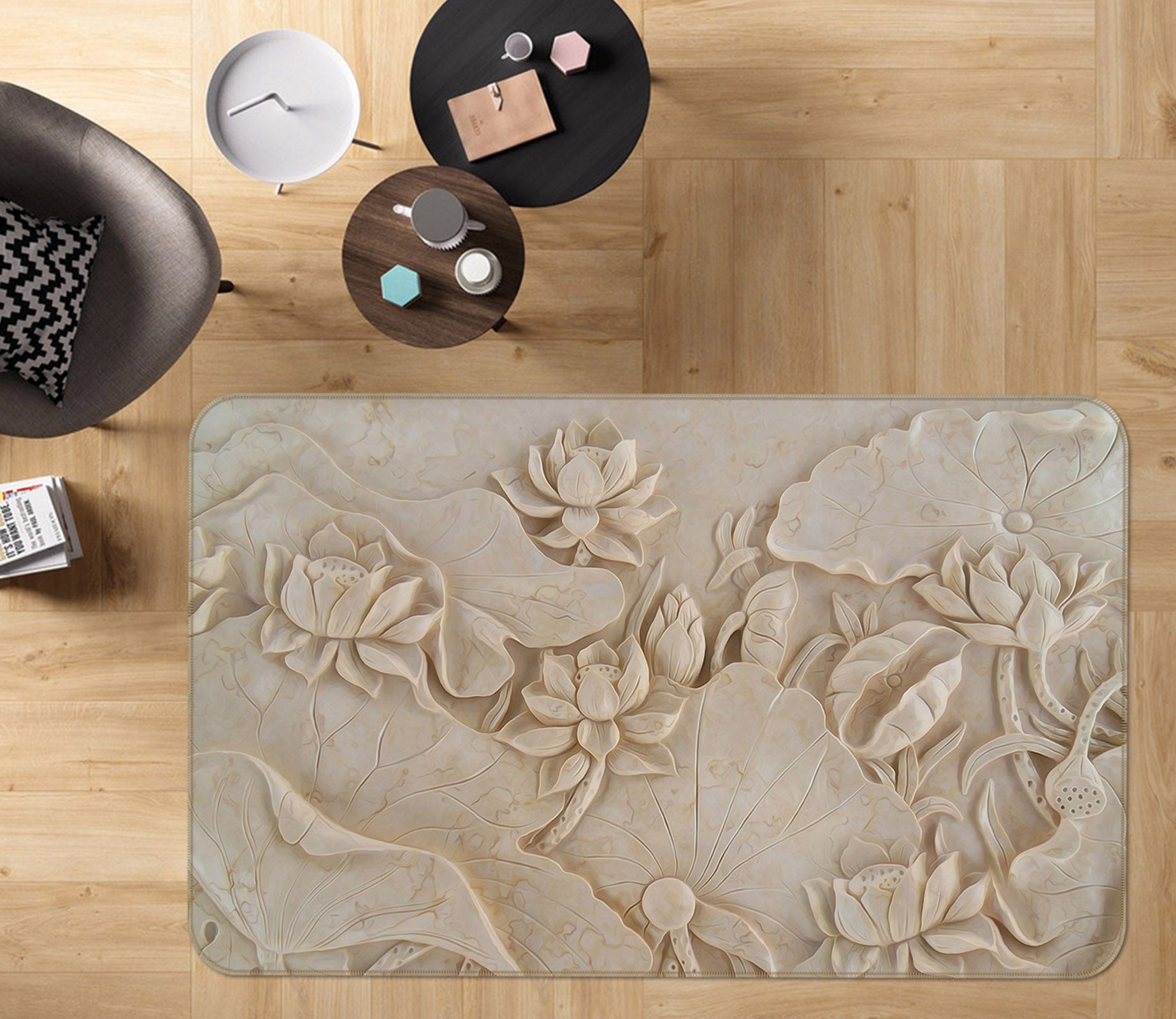 3D Woodcarving 35208 Non Slip Rug Mat