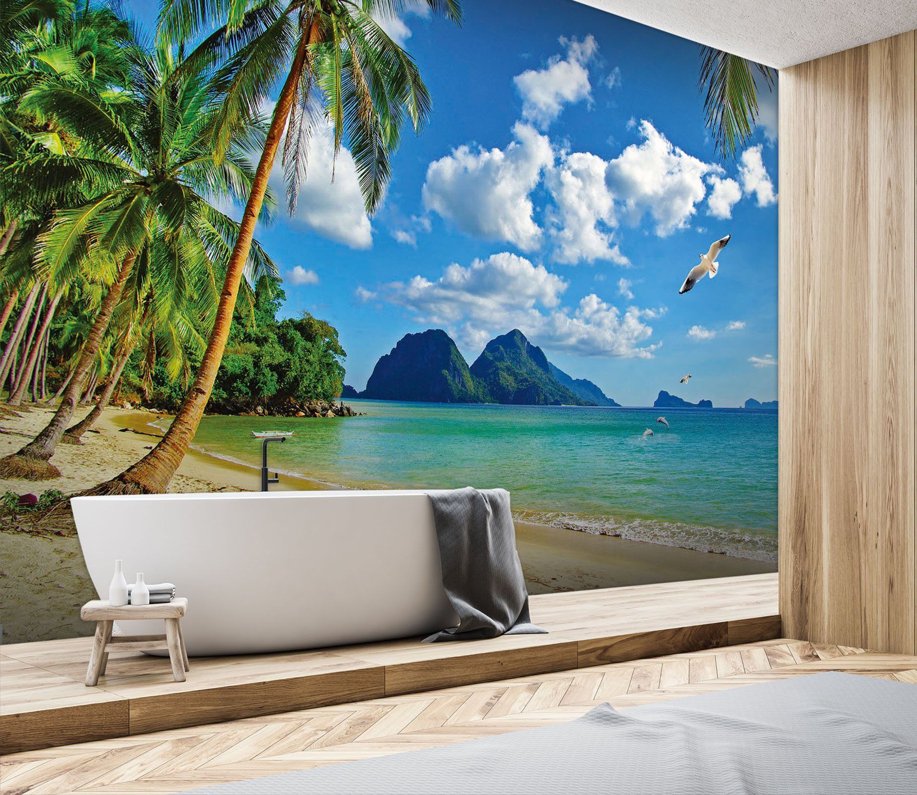 3D Beach Seagull 001 Wall Murals Wallpaper AJ Wallpaper 2 