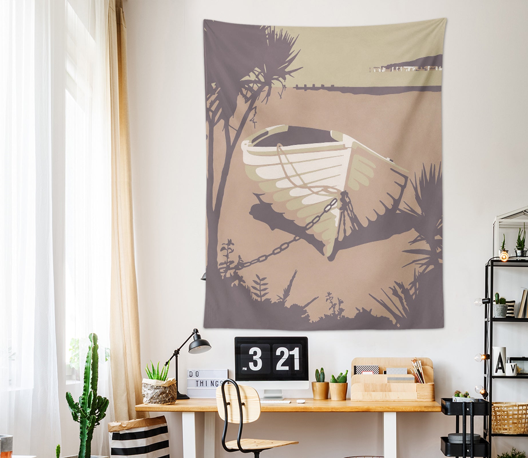 3D Beach Boat 5370 Steve Read Tapestry Hanging Cloth Hang