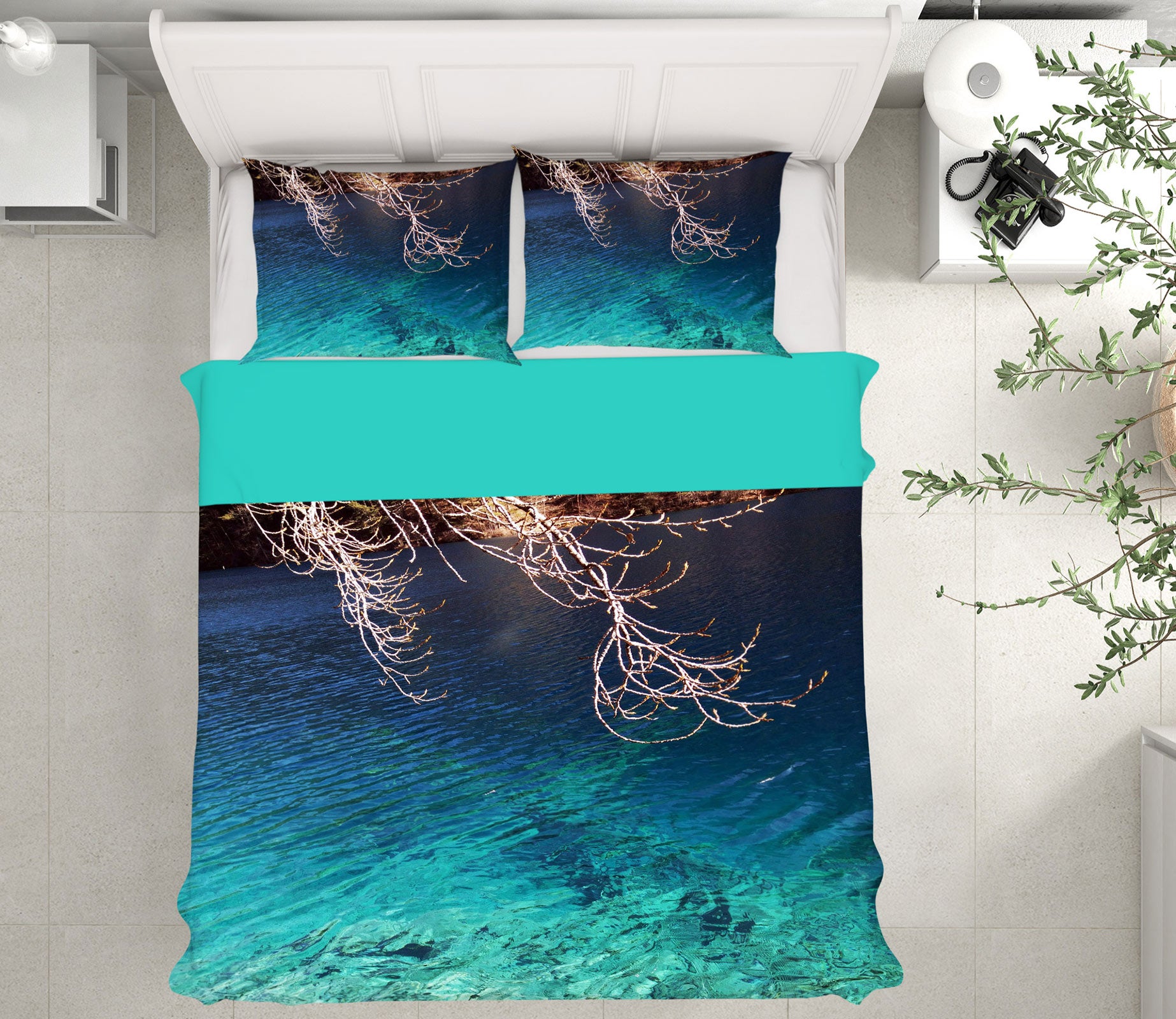 3D Blue Lake 16089 Bed Pillowcases Quilt