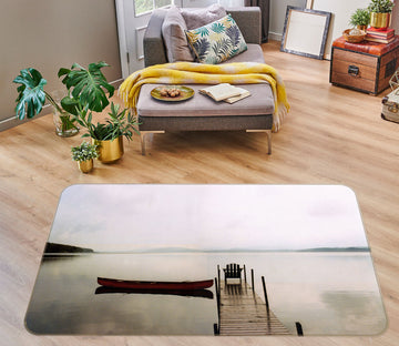 3D Lake Water Wooden Bridge 75281 Non Slip Rug Mat