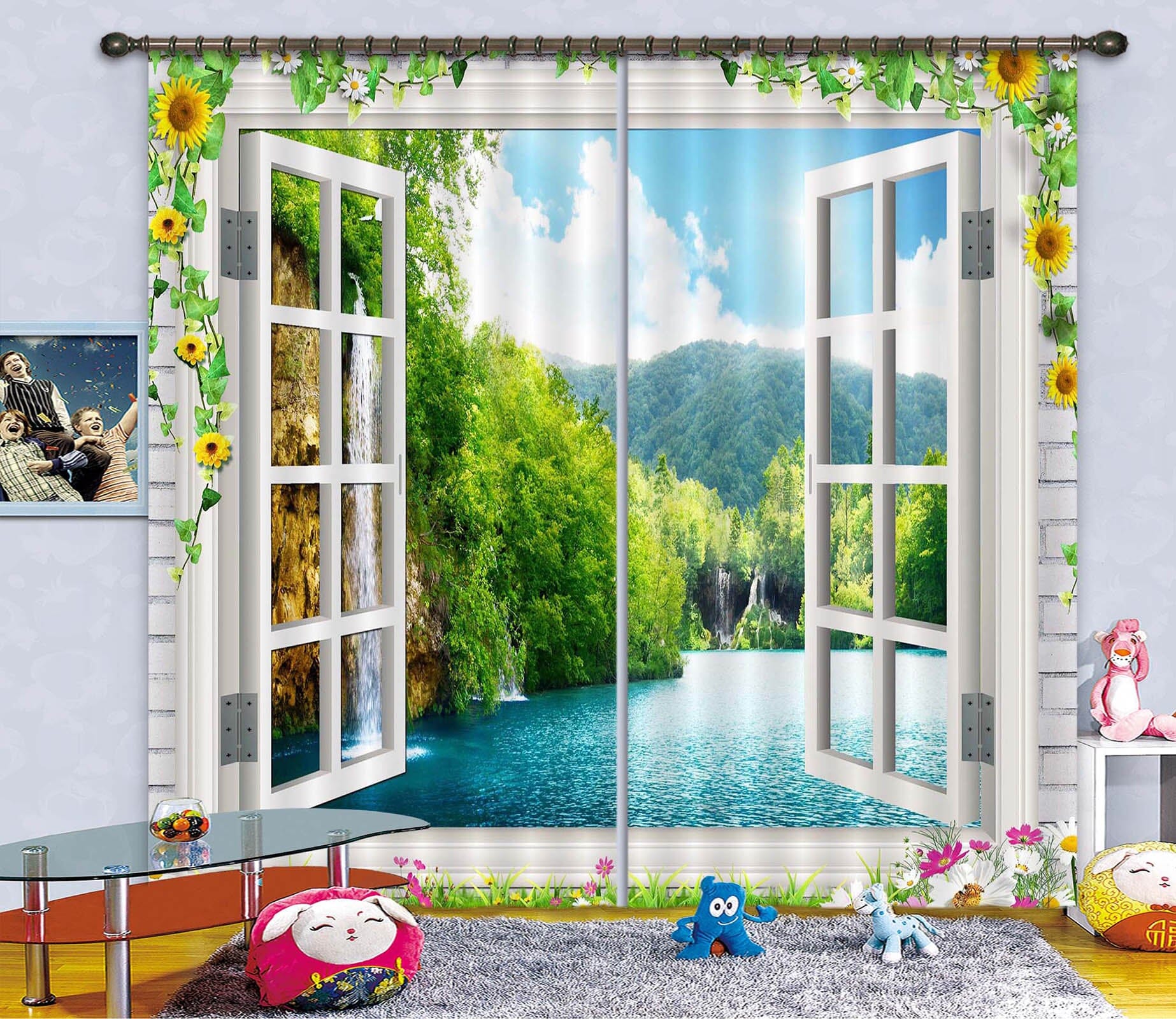 3D Landscape Lake 856 Curtains Drapes Wallpaper AJ Wallpaper 