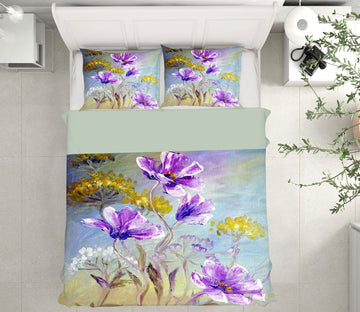 3D Purple Flowers 15135 Bed Pillowcases Quilt