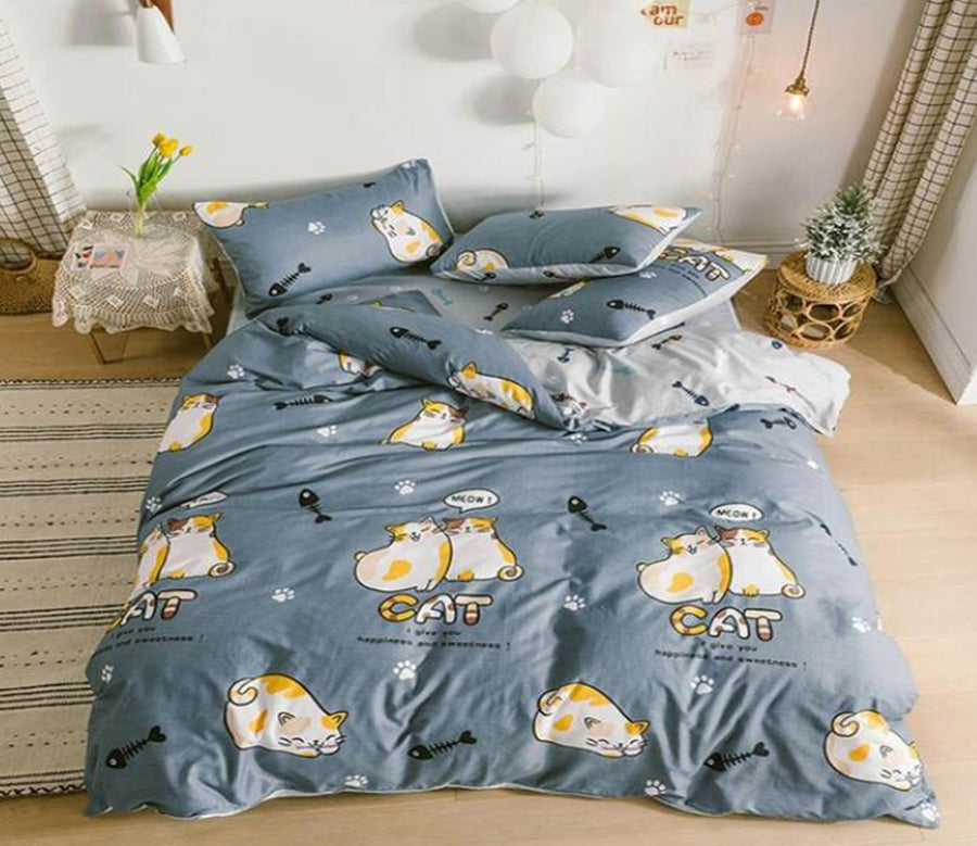 3D Cartoon Little Orange Cat 6168 Bed Pillowcases Quilt