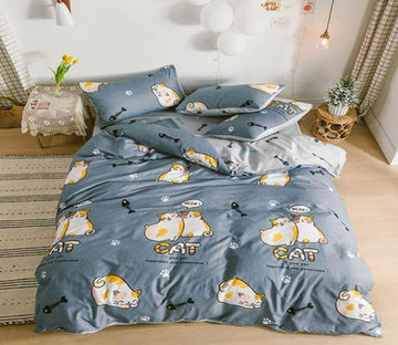 3D Cartoon Little Orange Cat 6168 Bed Pillowcases Quilt