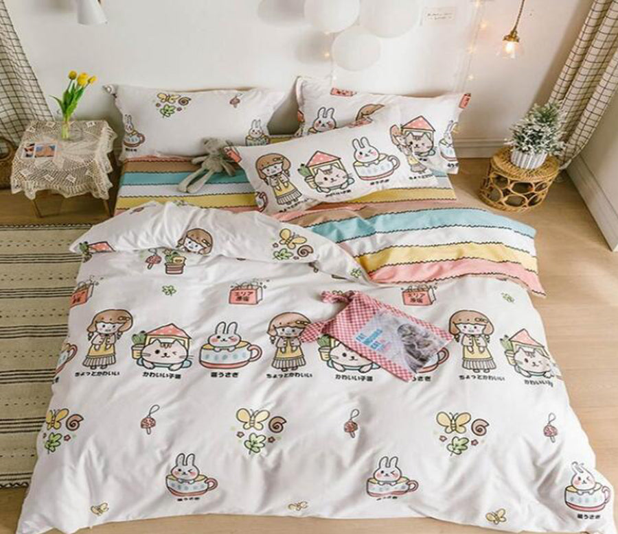 3D Cat Little Girl 5014 Bed Pillowcases Quilt