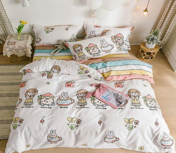 3D Cat Little Girl 5014 Bed Pillowcases Quilt
