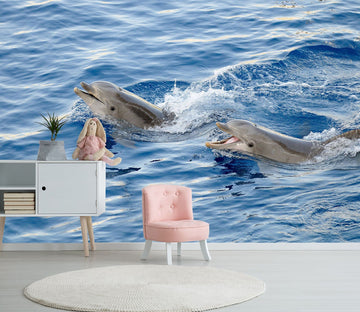 3D Smiling Angel Dolphin 115 Wall Murals Wallpaper AJ Wallpaper 2 