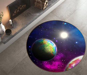 3D Starry Planet 71267 Round Non Slip Rug Mat