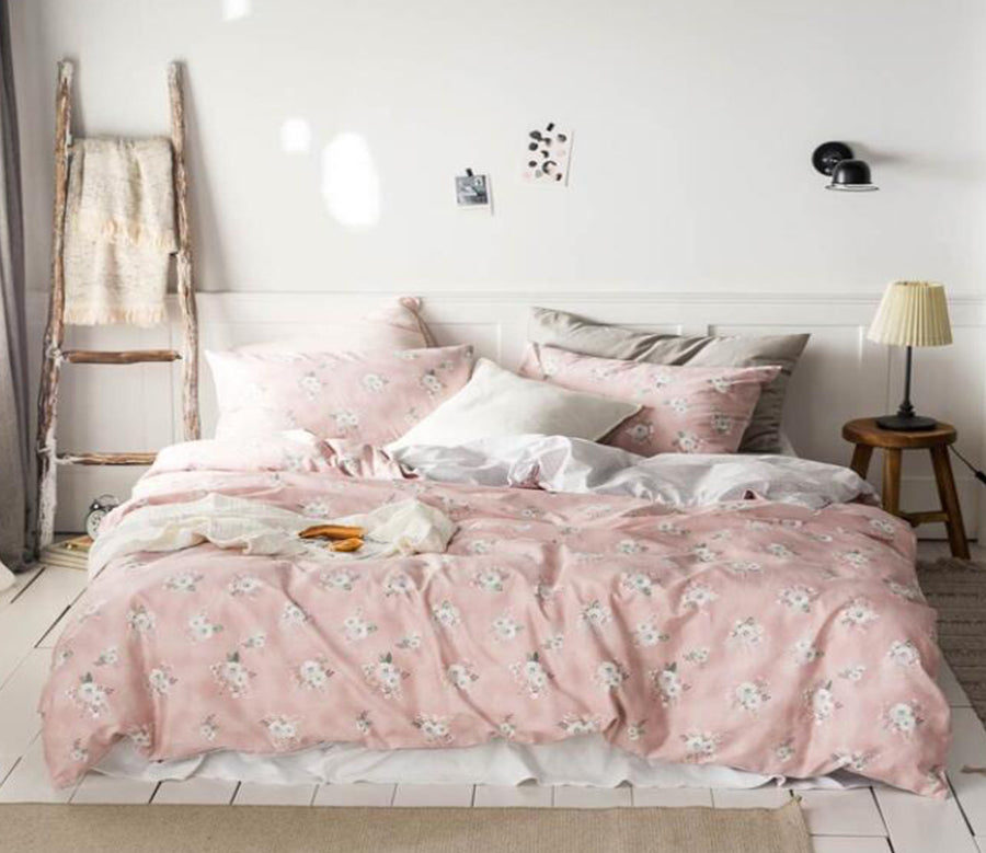 3D Light Pink White Flower 12002 Bed Pillowcases Quilt