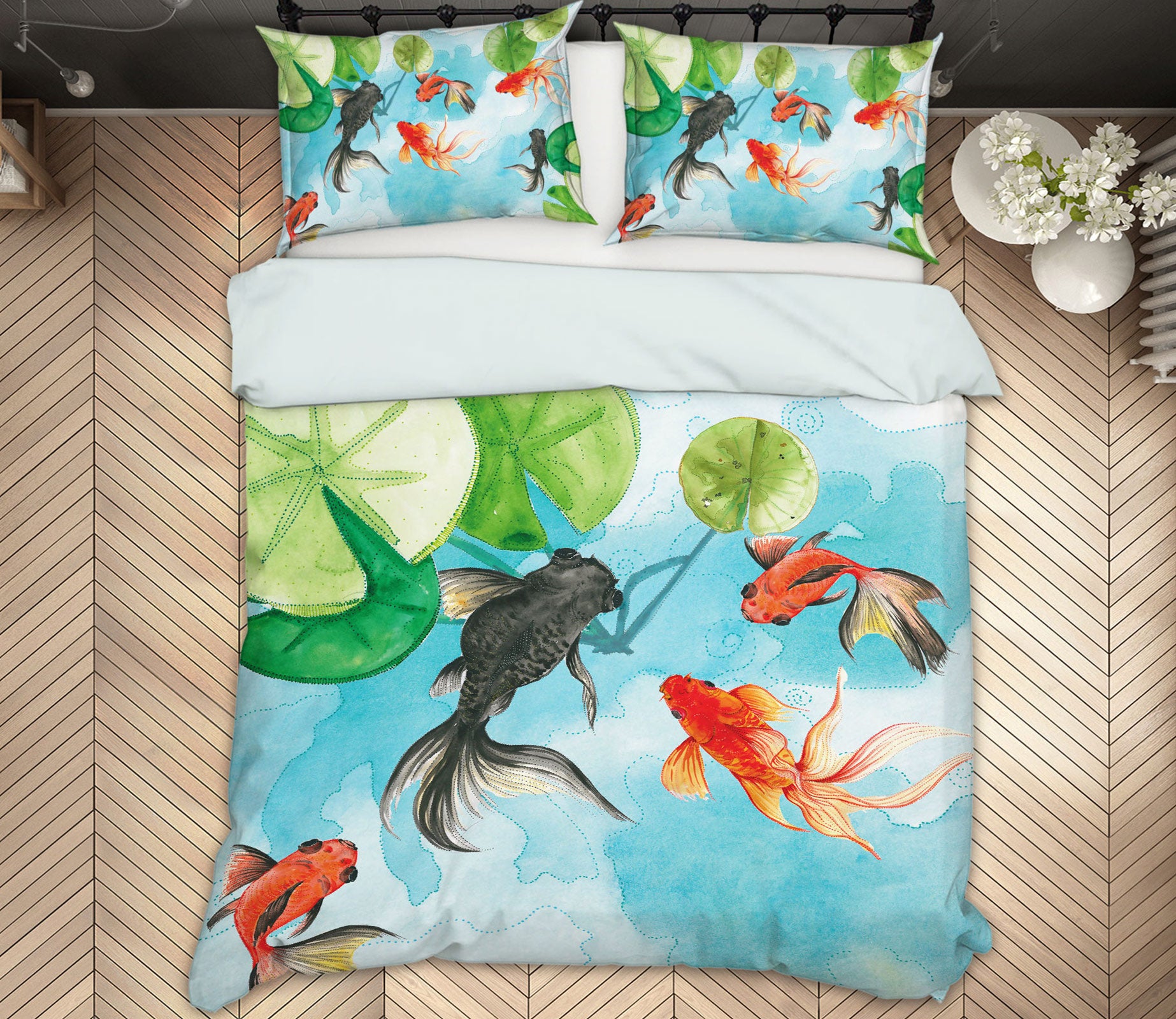 3D Whale Lotus Leaf 13103 Bed Pillowcases Quilt