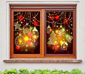 3D Light 43099 Christmas Window Film Print Sticker Cling Stained Glass Xmas