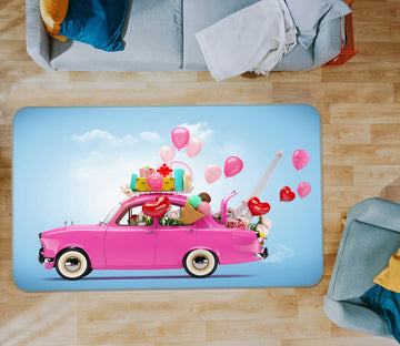 3D Pink Car Balloon 42043 Vehicle Non Slip Rug Mat