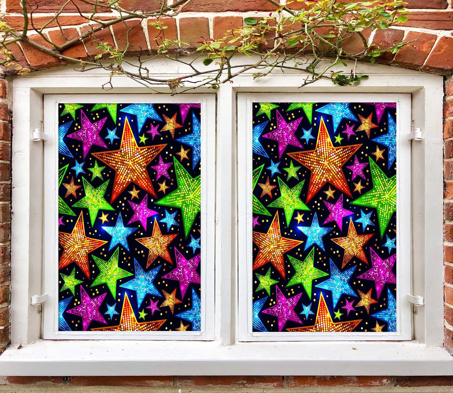 3D Colored Stars 348 Window Film Print Sticker Cling Stained Glass UV Block Wallpaper AJ Wallpaper 2 