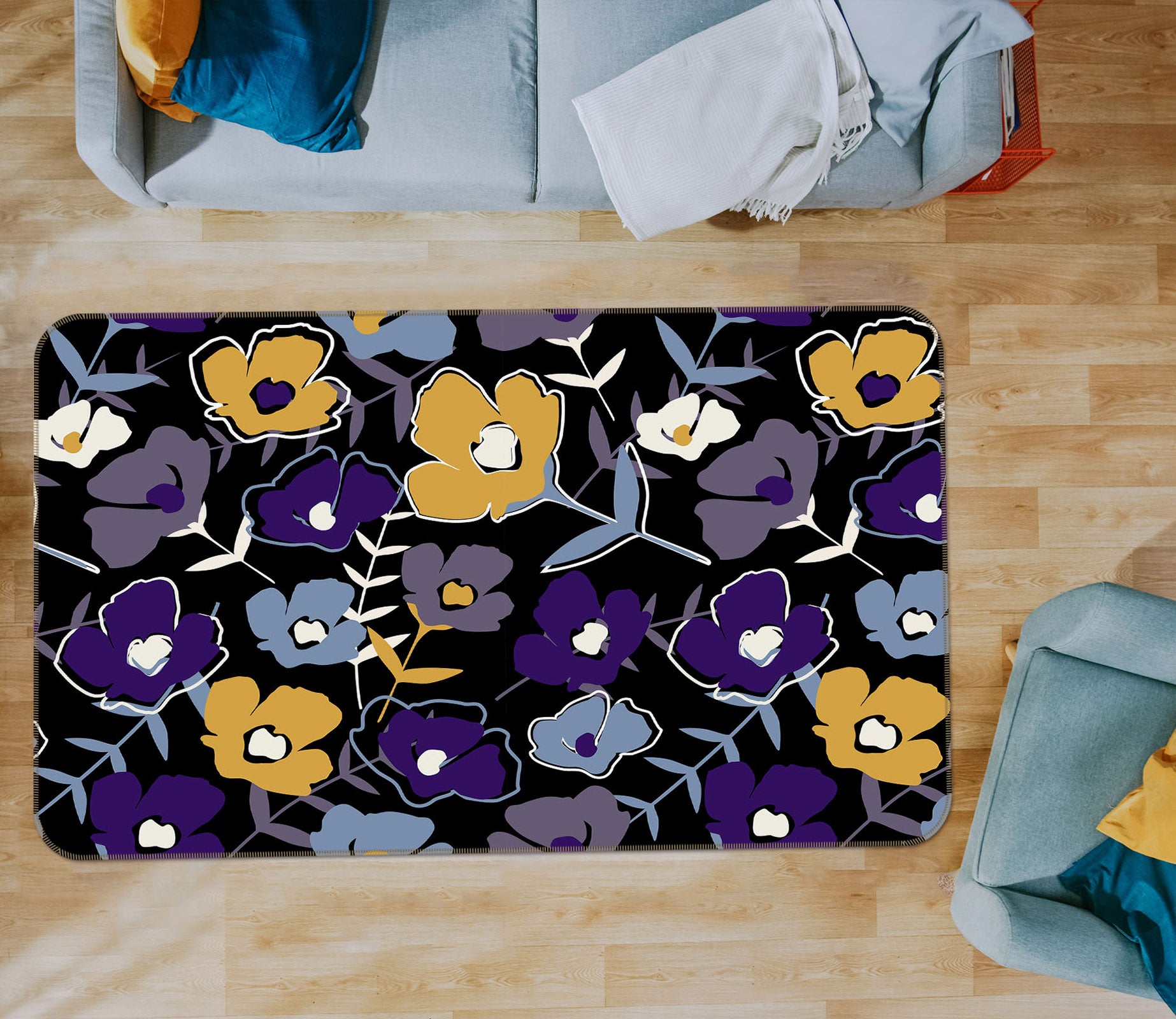 3D Flowers 31036 Non Slip Rug Mat