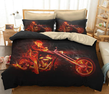 3D Flame Motorcycle 1057 Bed Pillowcases Quilt
