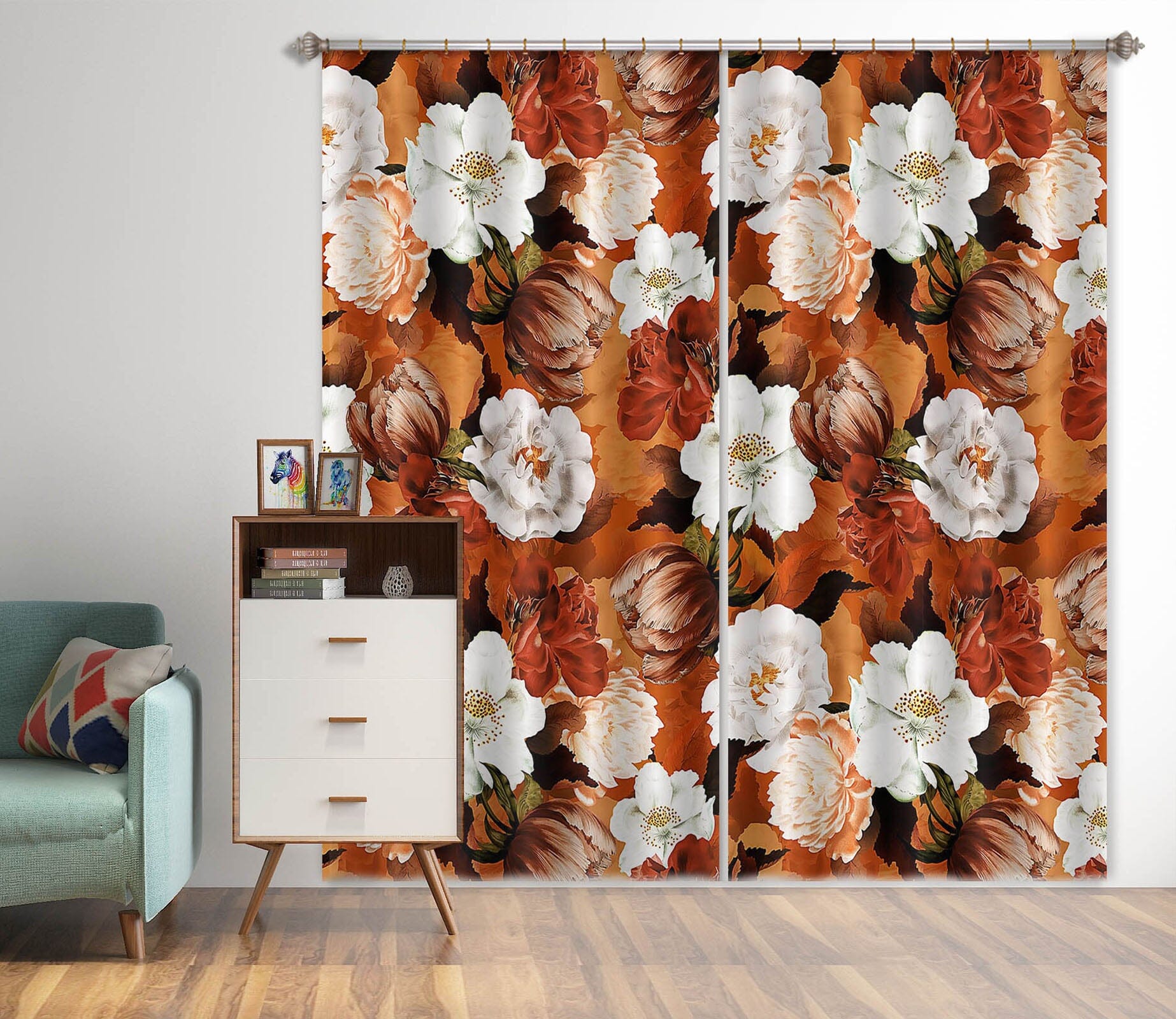 3D White Flowers 137 Uta Naumann Curtain Curtains Drapes Curtains AJ Creativity Home 