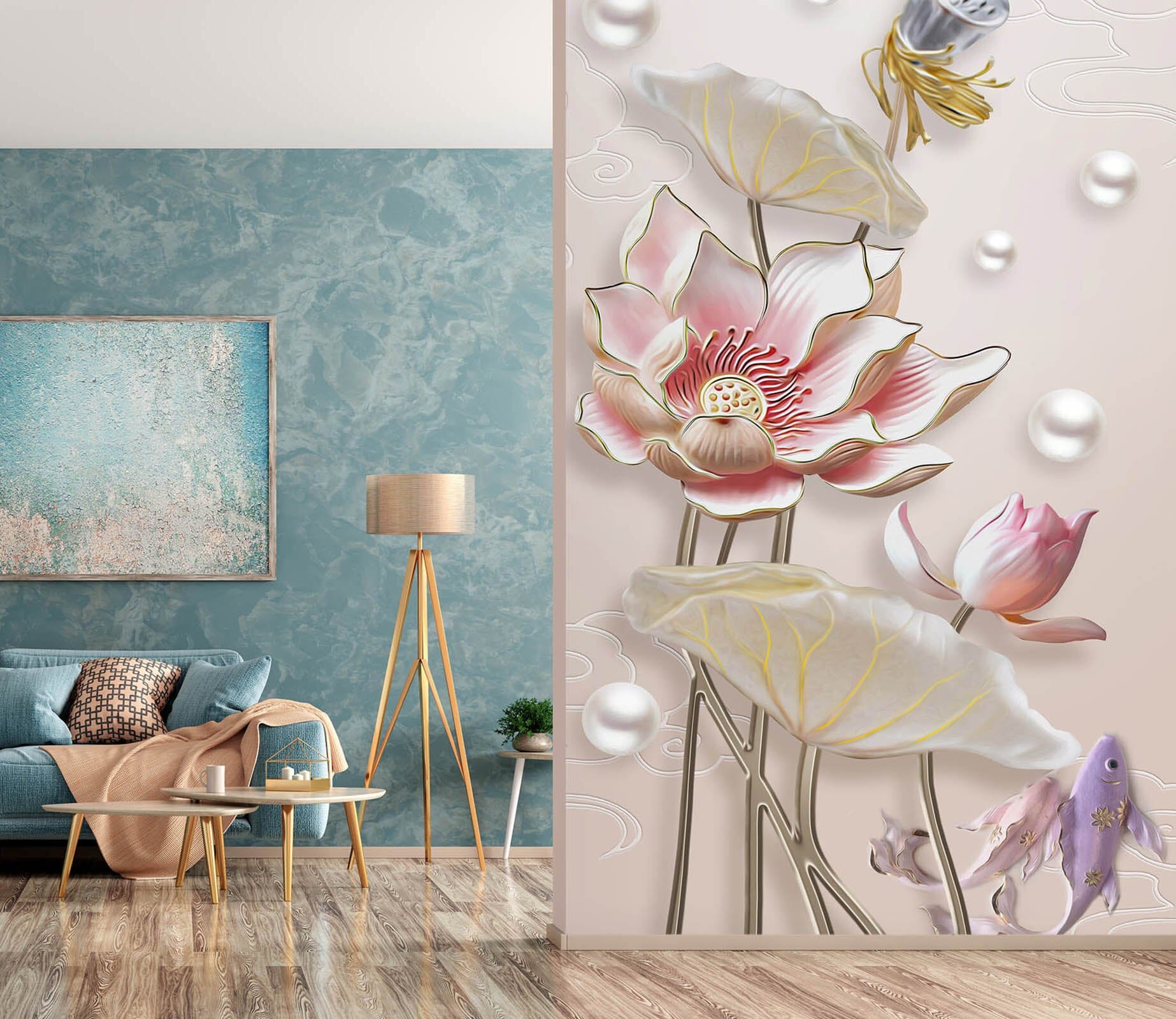 3D Pearl Lotus 1843 Wall Murals Wallpaper AJ Wallpaper 2 