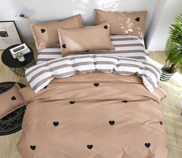 3D Little Black Love 7176 Bed Pillowcases Quilt