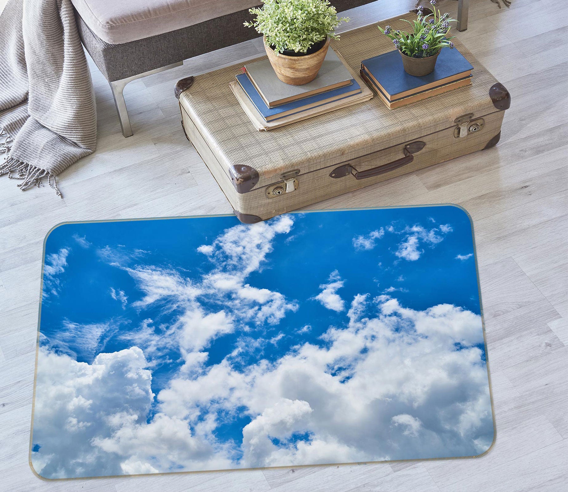 3D Blue Sky White Clouds 76255 Non Slip Rug Mat