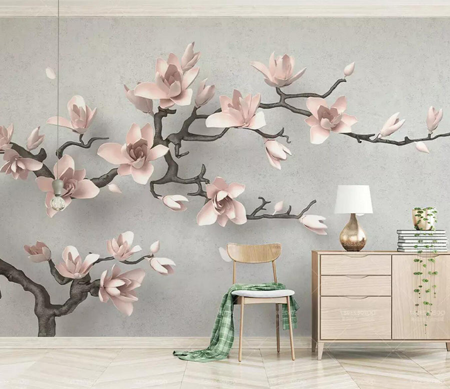 3D Red Plum Petals WC755 Wall Murals