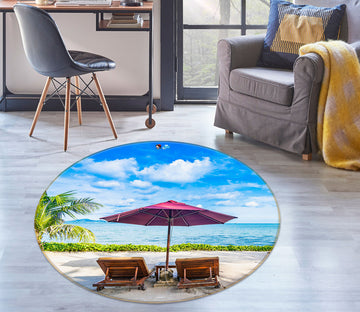3D Beach Umbrella 75116 Round Non Slip Rug Mat
