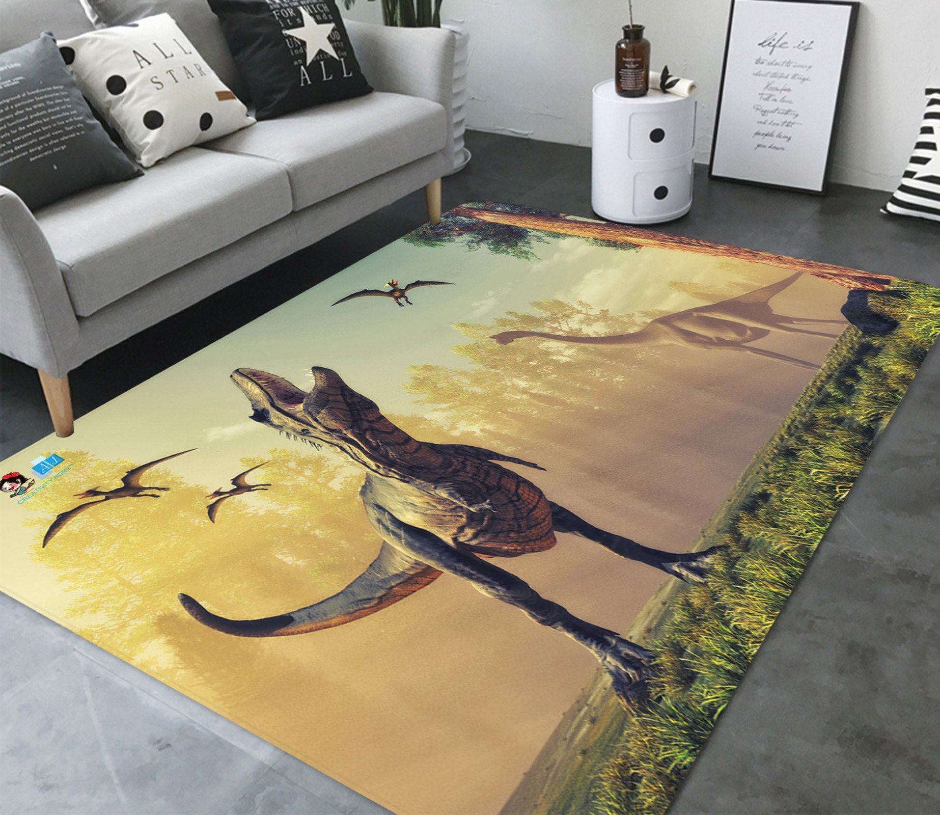3D Tyrannosaurus Pterosaur 69 Non Slip Rug Mat Mat AJ Creativity Home 