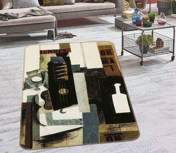 3D Abstract Painted Pattern 65064 Non Slip Rug Mat