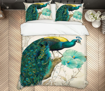 3D Peacock Flower Branch 12057 Bed Pillowcases Quilt