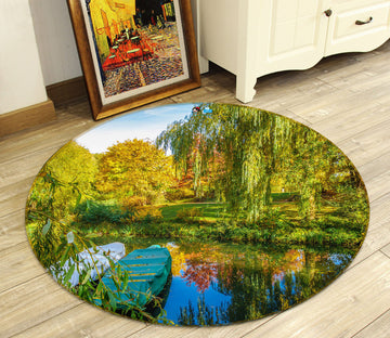 3D Jungle Small River Vessel 74069 Round Non Slip Rug Mat