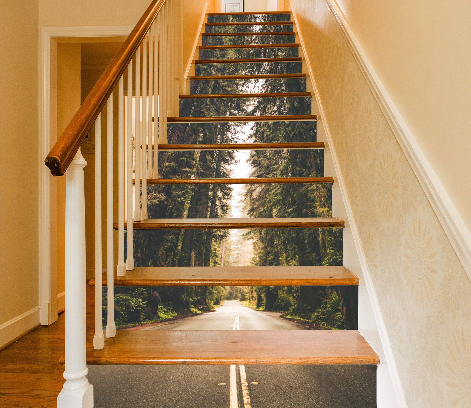 3D Forest Road 1429 Stair Risers Wallpaper AJ Wallpaper 