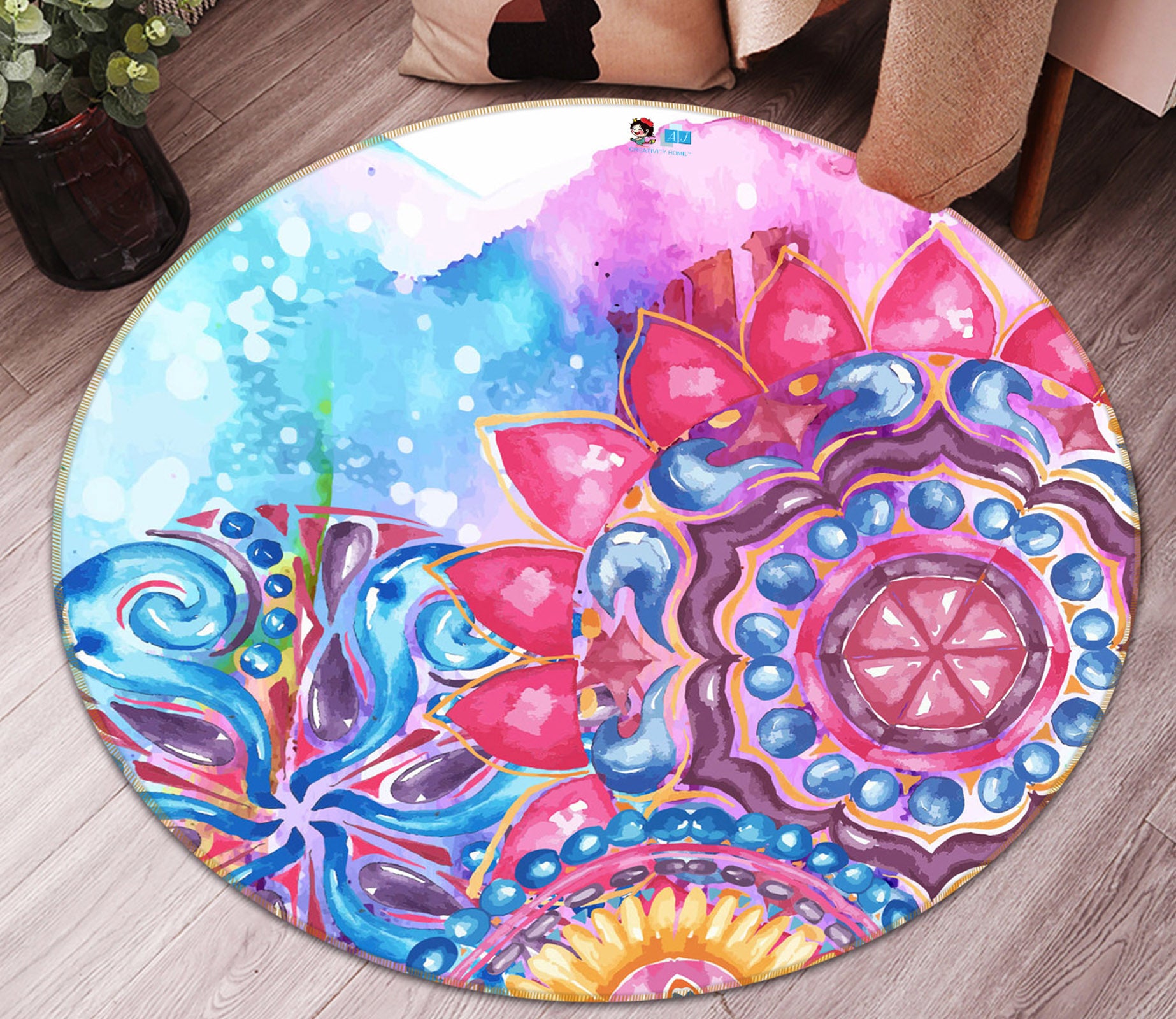 3D Pattern 71275 Round Non Slip Rug Mat