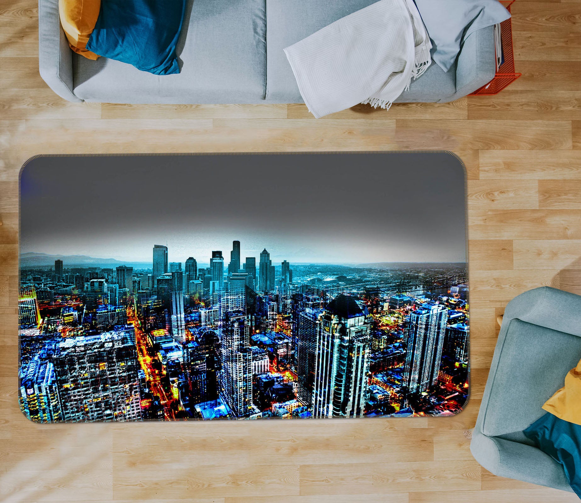 3D High-Rise Building 32022 Non Slip Rug Mat