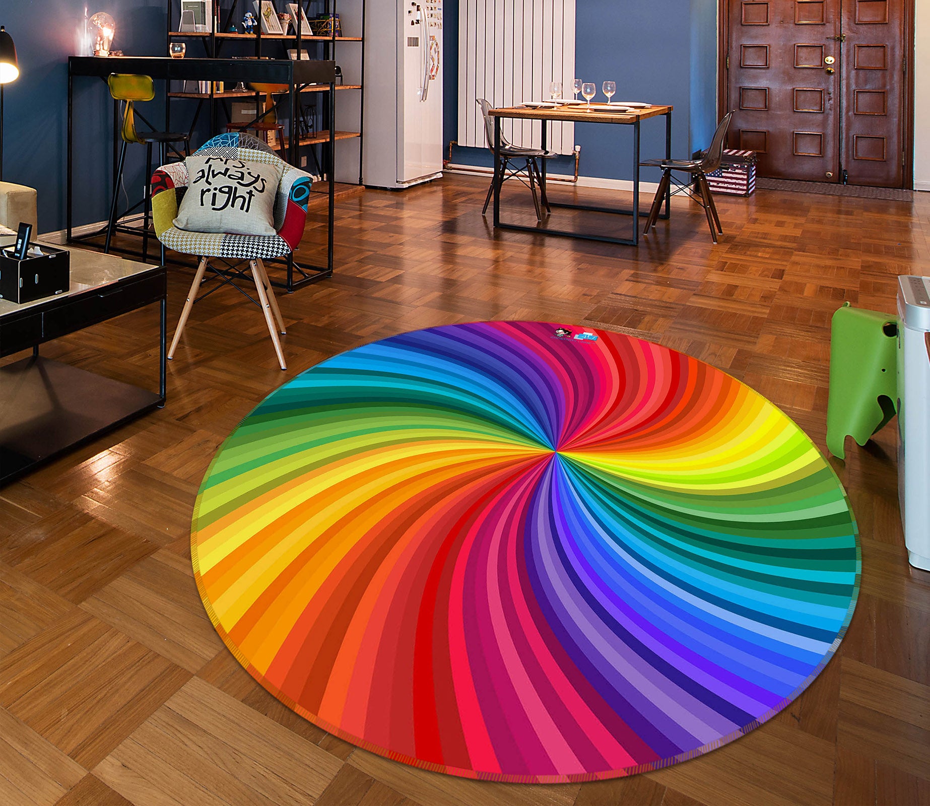 3D Color Vortex 75067 Round Non Slip Rug Mat