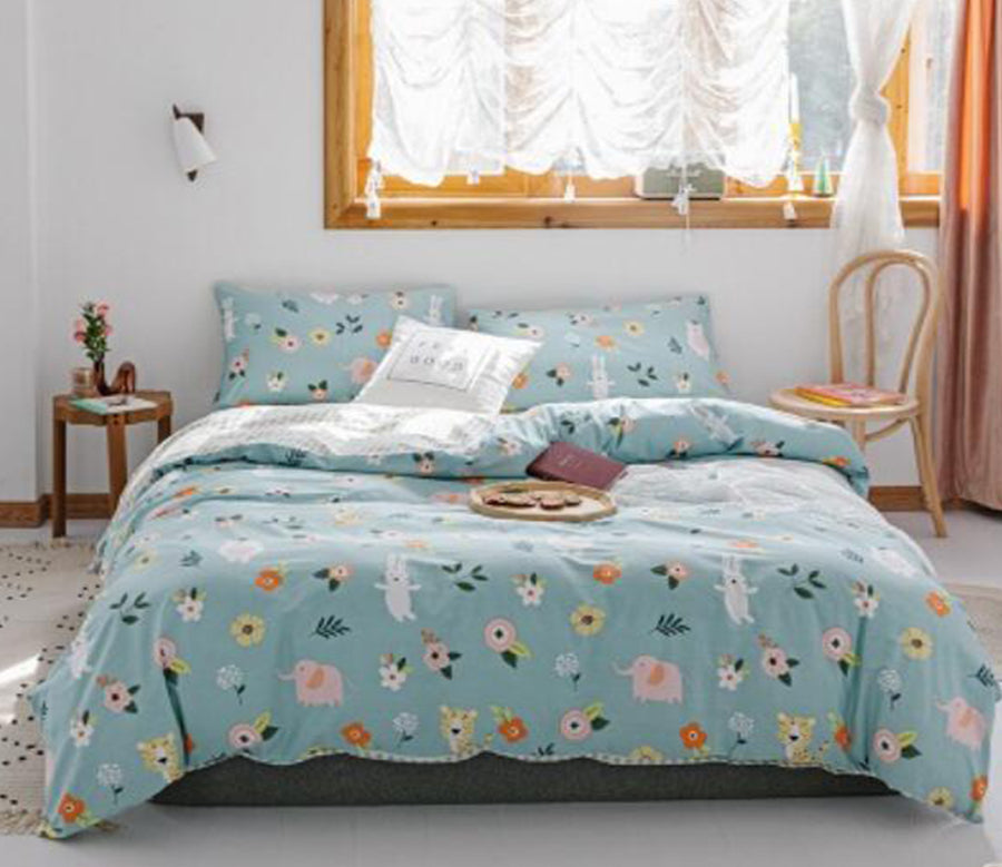 3D Light Blue Floral 17069 Bed Pillowcases Quilt