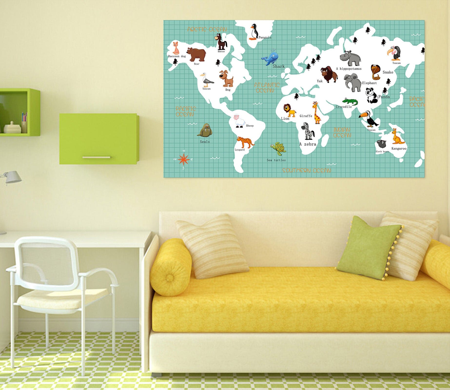 3D Animal Picture 114 World Map Wall Sticker Wallpaper AJ Wallpaper 2 