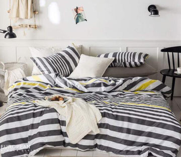 3D Black Horizontal Stripes 16023 Bed Pillowcases Quilt