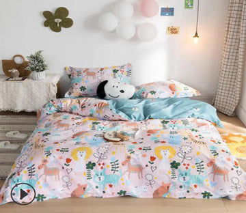 3D Animal Flower Pattern 14104 Bed Pillowcases Quilt