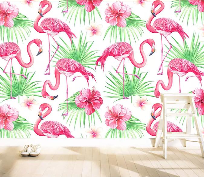 3D Pink Flamingo 038 Wall Murals Wallpaper AJ Wallpaper 2 