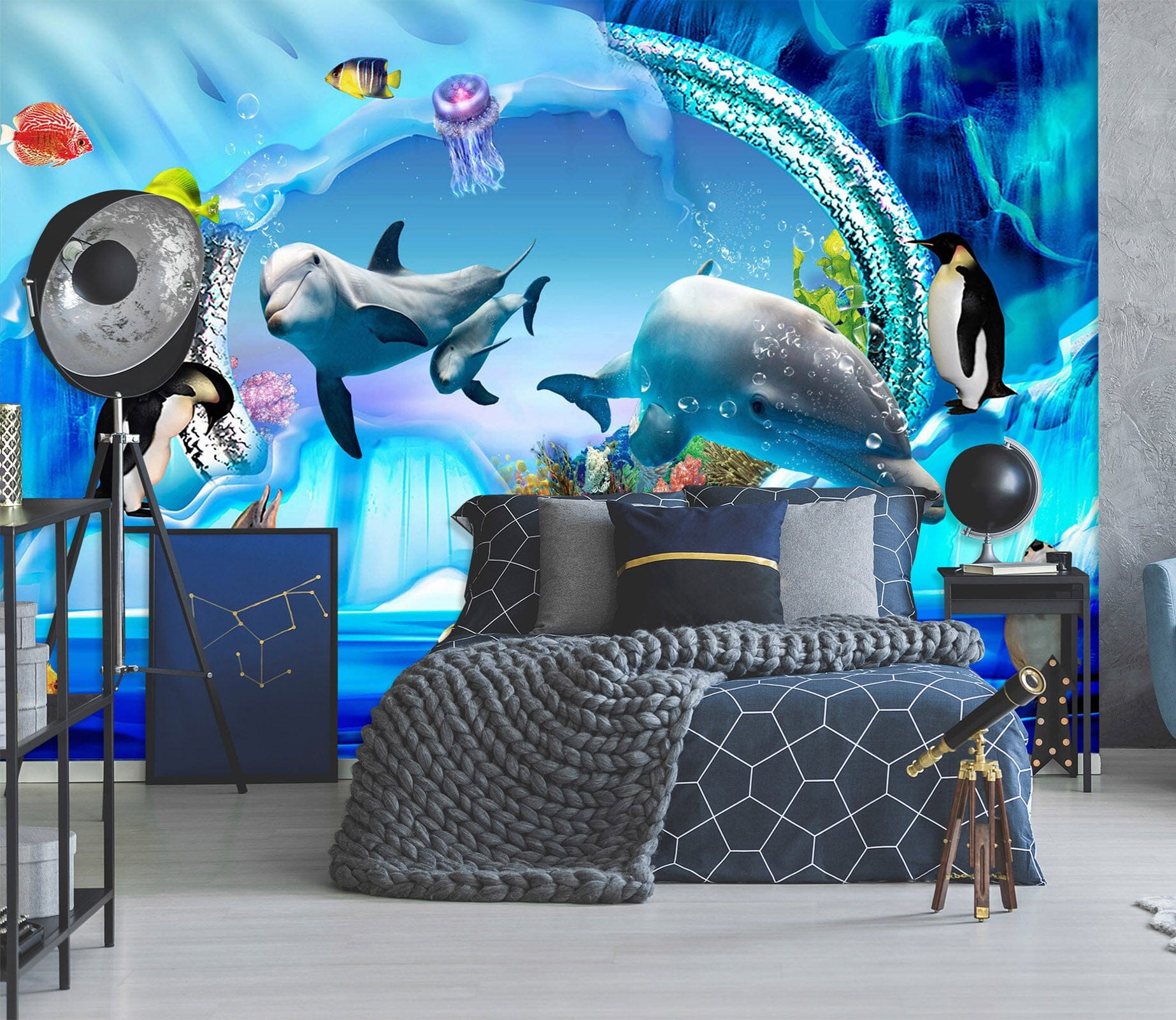 3D Cute Dolphin 1621 Wall Murals Wallpaper AJ Wallpaper 2 